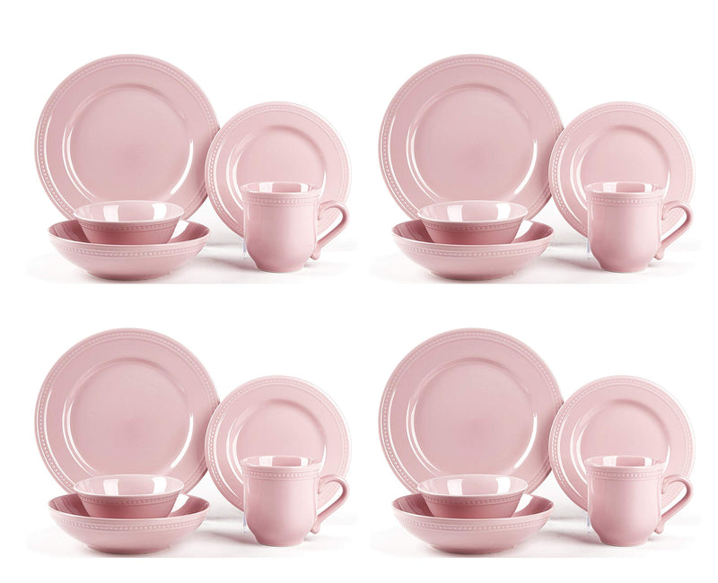 16-Pc Pearl Dots Embossed Stoneware Dinnerware Set, Service for 4  (7 colors)