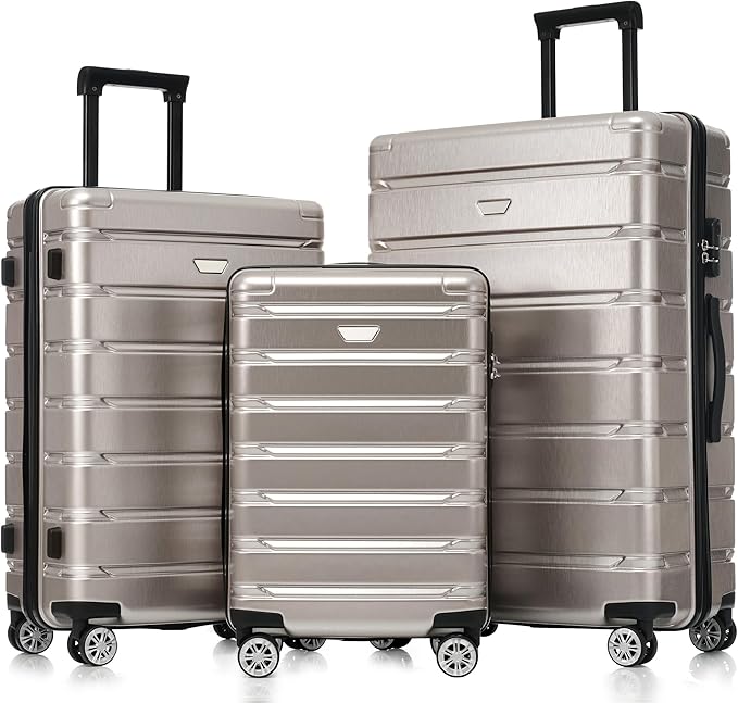 3-Pc Hard Shell Suitcase Luggage Set w/Spinner Wheels, Lightweight, TSA Combination Locks  (3 colors)