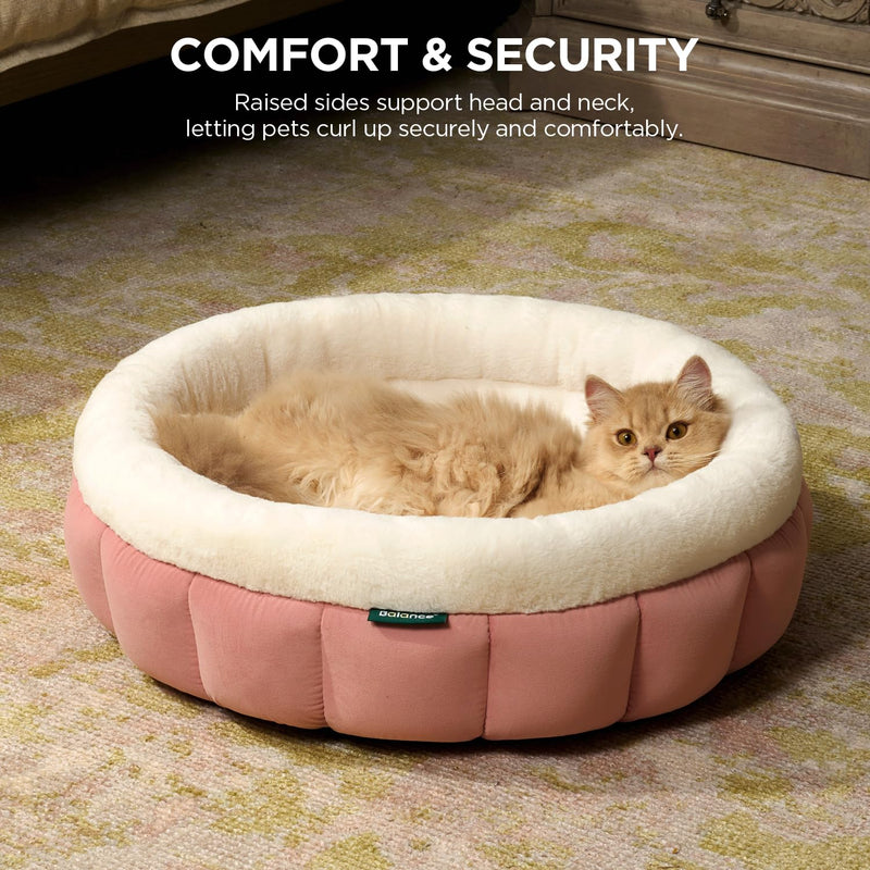 Round Pet Bed for Small Dogs and Cats, Washable Soft Faux Fur w/Non-Slip Bottom  (4 colors)