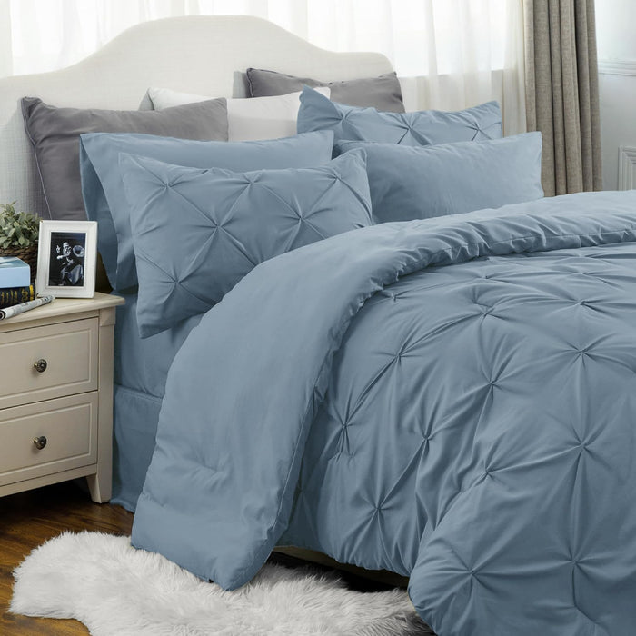 8 Pieces Complete Microfiber Comforter Bedding Set w/Sheets, Pillowcases & Shams, 5 Sizes  (30 colors)