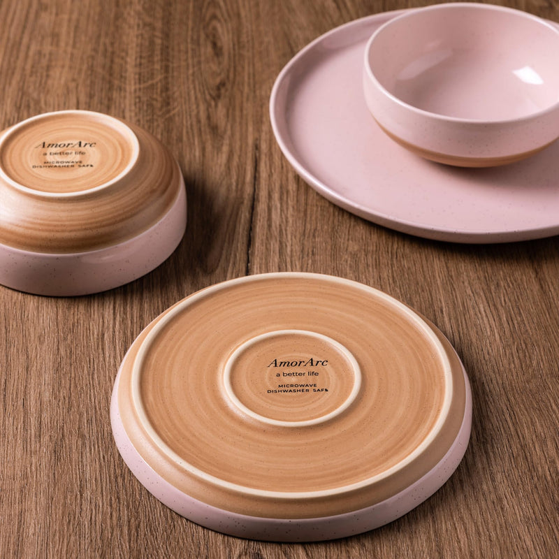 Hand Painted Ceramic Dinnerware Set for 4, 12 Pieces  (5 colors)