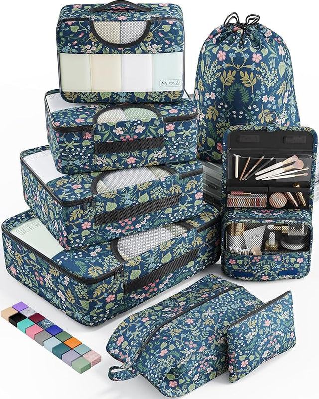 8 Set Packing Cubes for Suitcases and Carry On, Organizers for Travel Essentials  (20 colors)