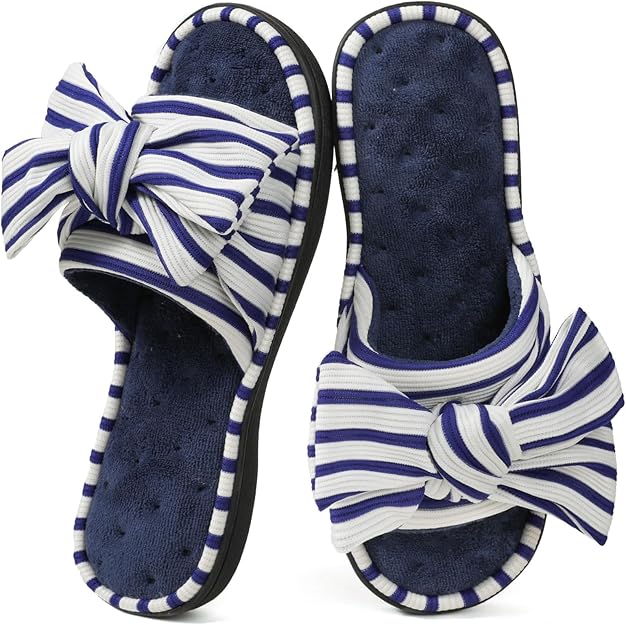 Women's Cute Bowknot Memory Foam Indoor-Outdoor Anti-Skid House Slippers  (8 colors)