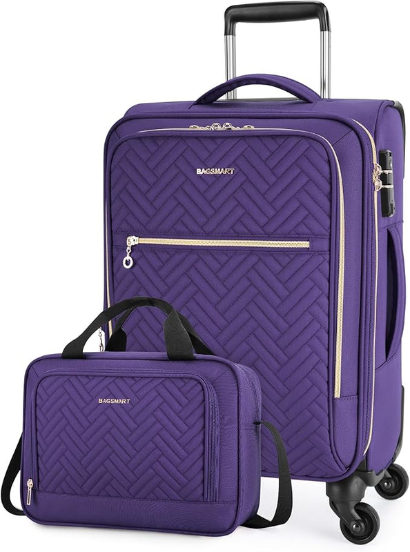 2-Pc Carry On Luggage Set, Expandable Soft Side Suitcases (4 colors)