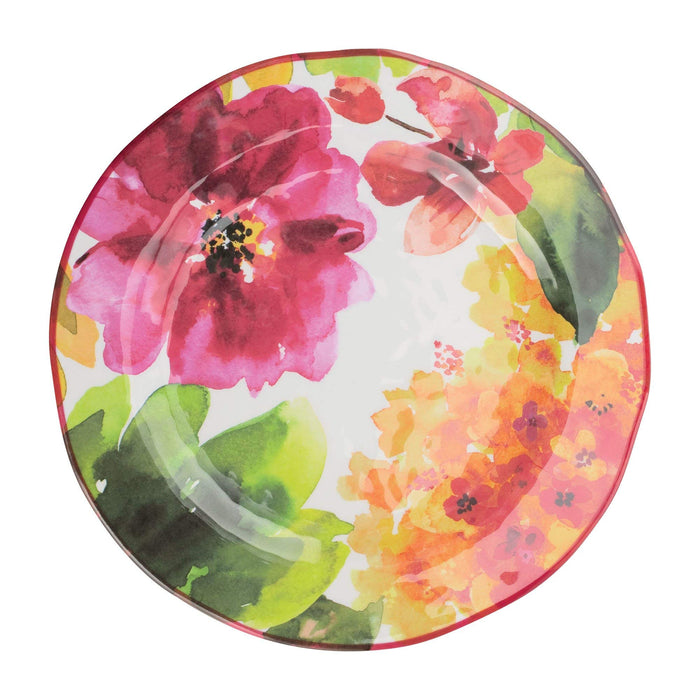 12-Pc Pink Floral Melamine Dinnerware Set, Indoor/Outdoor Dishes Set, Service for 4