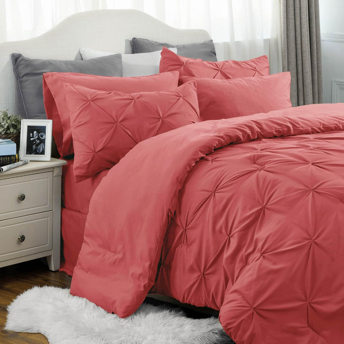 8 Pieces Complete Microfiber Comforter Bedding Set w/Sheets, Pillowcases & Shams, 5 Sizes  (30 colors)