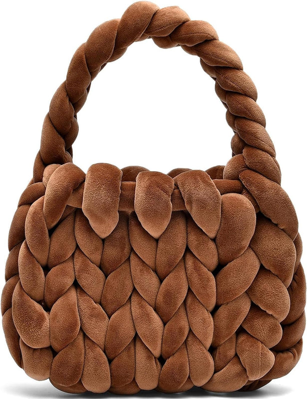 Women's Handwoven Chunky Knit Braided Shoulder Tote Bag Purse  (14 colors)