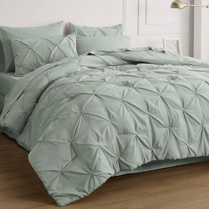 8 Pieces Complete Microfiber Comforter Bedding Set w/Sheets, Pillowcases & Shams, 5 Sizes  (30 colors)