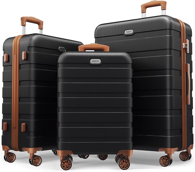 3-Pc Hard Shell Lightweight Suitcase Luggage Set with 4 Spinner Wheels and TSA Locks  (12 colors)