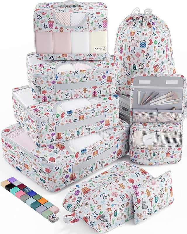 8 Set Packing Cubes for Suitcases and Carry On, Organizers for Travel Essentials  (20 colors)