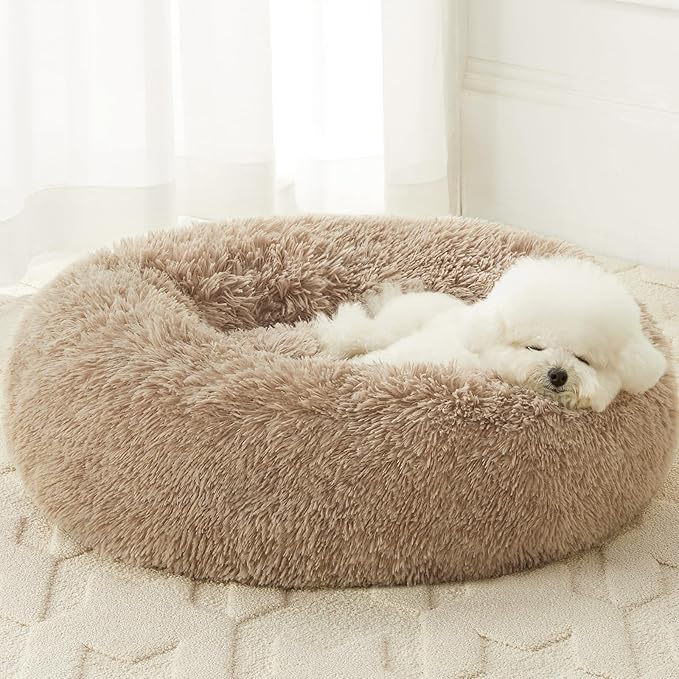 Donut Pet Bed for Small to Large Dogs and Cats, Self-Warming Faux Fur, 6 Sizes  (6 colors)