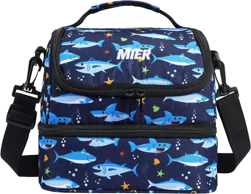 MIER Double Decker Insulated Adult Lunch Box w/Shoulder Strap  (5 styles)