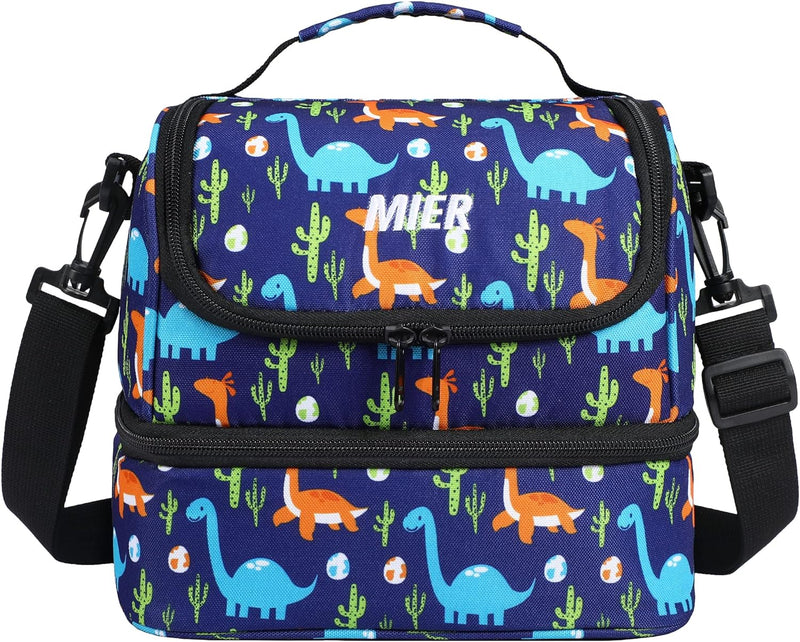 MIER Double Decker Insulated Adult Lunch Box w/Shoulder Strap  (5 styles)