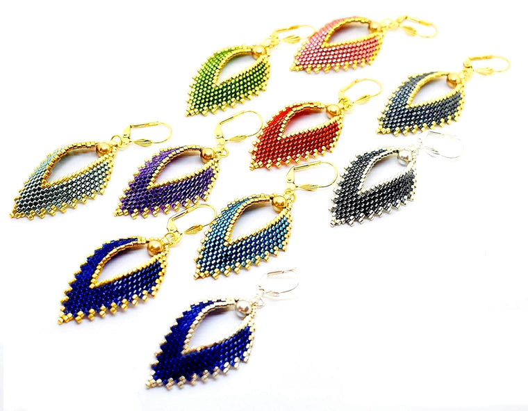 Russian Leaf Beaded Earrings - The Jewel Tones (10 colors)