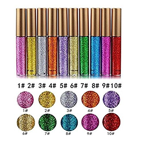 10 Colors Liquid Shimmer Waterproof Metallic Glitter High Density Pigment Eyeshadow Kit - Pink and Caboodle