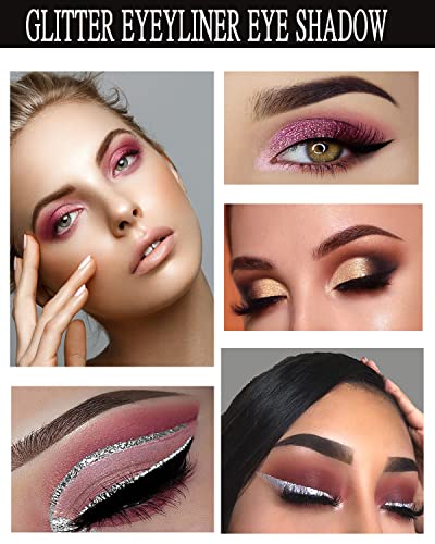 10-Pieces Long-Lasting Waterproof Sparkling Glitter Liquid Metallic Eyeliner/Eyeshadow Makeup Kit - Pink and Caboodle