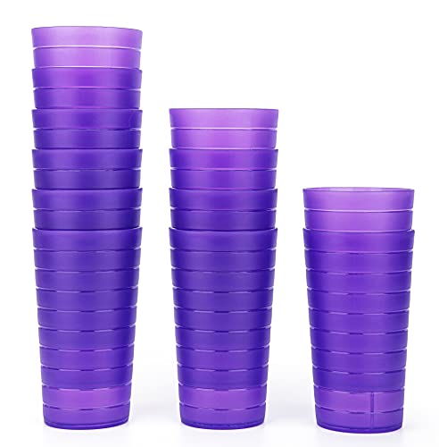12-Piece Set of 22oz Unbreakable BPA-Free Multi-Colored Plastic Drinking Glasses (4 colors) - Pink and Caboodle