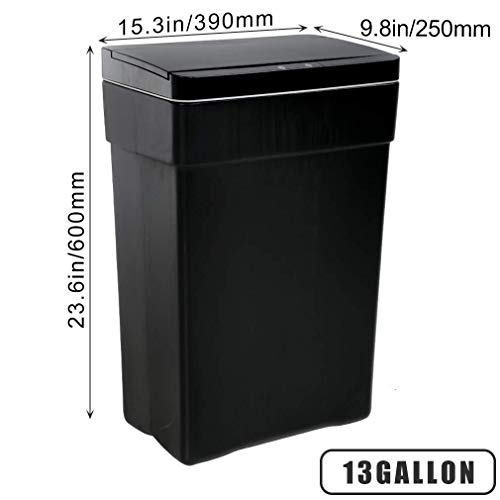 13 Gallon Trash Can Automatic Kitchen Trash Can Touch Free High-Capacity Garbage Can with Lid for Bedroom Bathroom Home Office 50 Liter (Black, 1) - Pink and Caboodle
