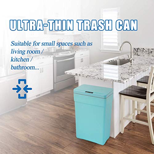 13 Gallon Trash Can Plastic Kitchen Trash Can Automatic Touch Free High-Capacity Garbage Can with Lid for Bedroom Bathroom Home Office 50 Liter Blue - Pink and Caboodle