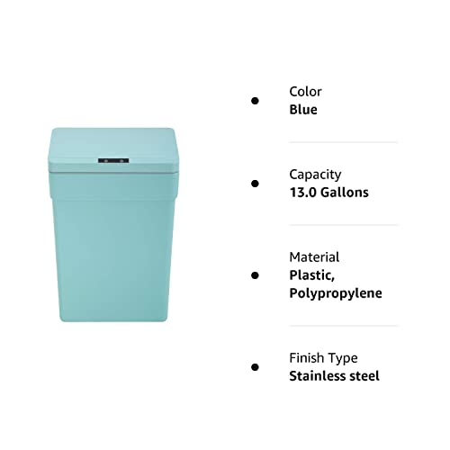 13 Gallon Trash Can Plastic Kitchen Trash Can Automatic Touch Free High-Capacity Garbage Can with Lid for Bedroom Bathroom Home Office 50 Liter Blue - Pink and Caboodle