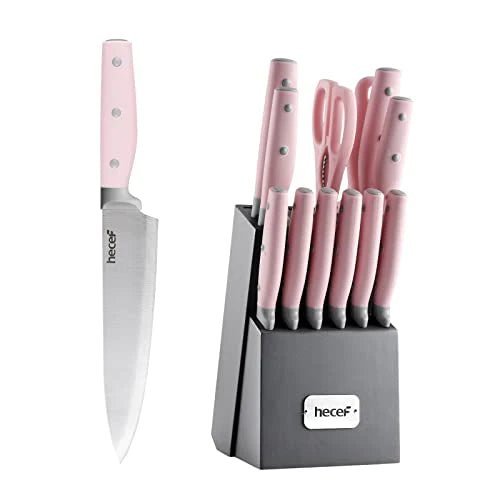 14-Piece High Carbon Stainless Steel Kitchen Knife Block Set  (5 colors)