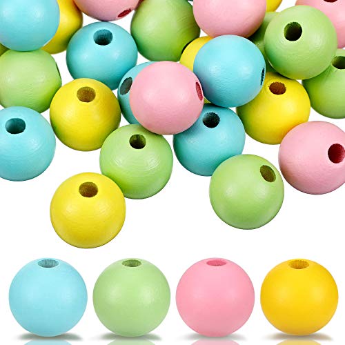160 Pieces Wood Beads Colorful Wood Beads Rustic Farmhouse Wood Beads for Craft Natural Wood Handmade Polished Spacer Boho Beads (Fresh Colors,1.6 cm)