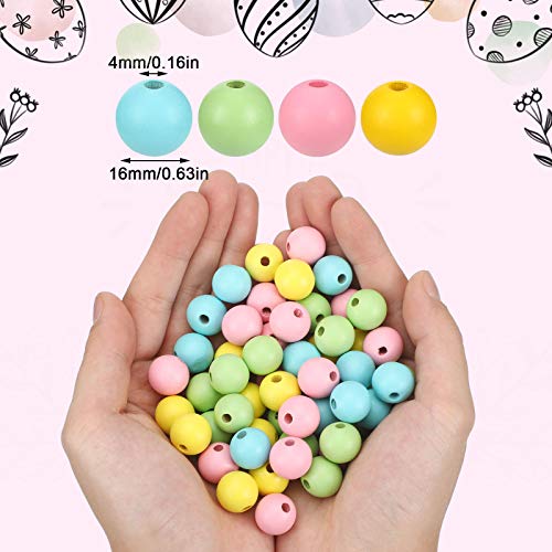160 Pieces Wood Beads Colorful Wood Beads Rustic Farmhouse Wood Beads for Craft Natural Wood Handmade Polished Spacer Boho Beads (Fresh Colors,1.6 cm) - Pink and Caboodle