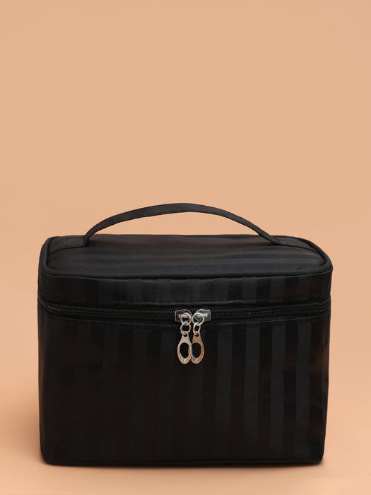 Satin Striped Roomy Makeup Bag, Travel Essentials  (2 colors)