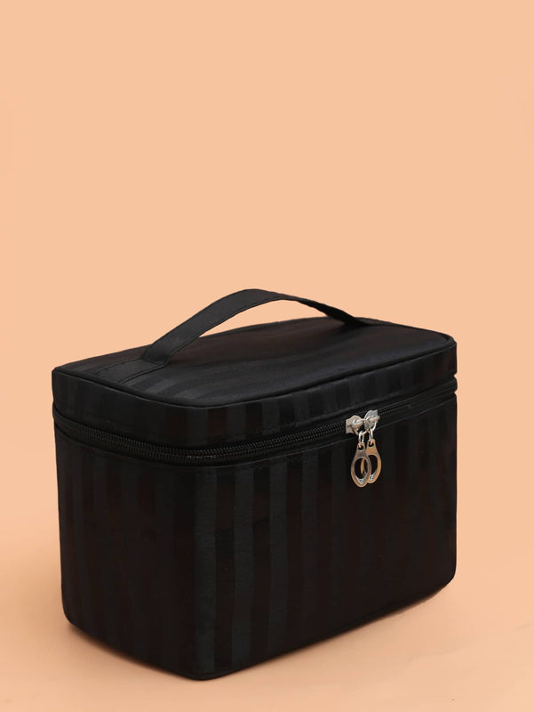 Satin Striped Roomy Makeup Bag, Travel Essentials  (2 colors)