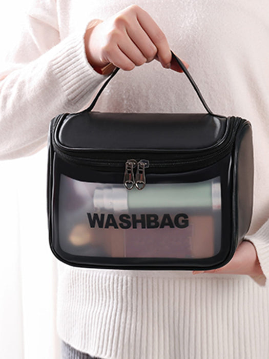 Letter Graphic Square Makeup Bag