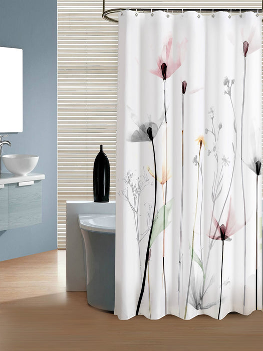 Floral Print Waterproof Shower Curtain