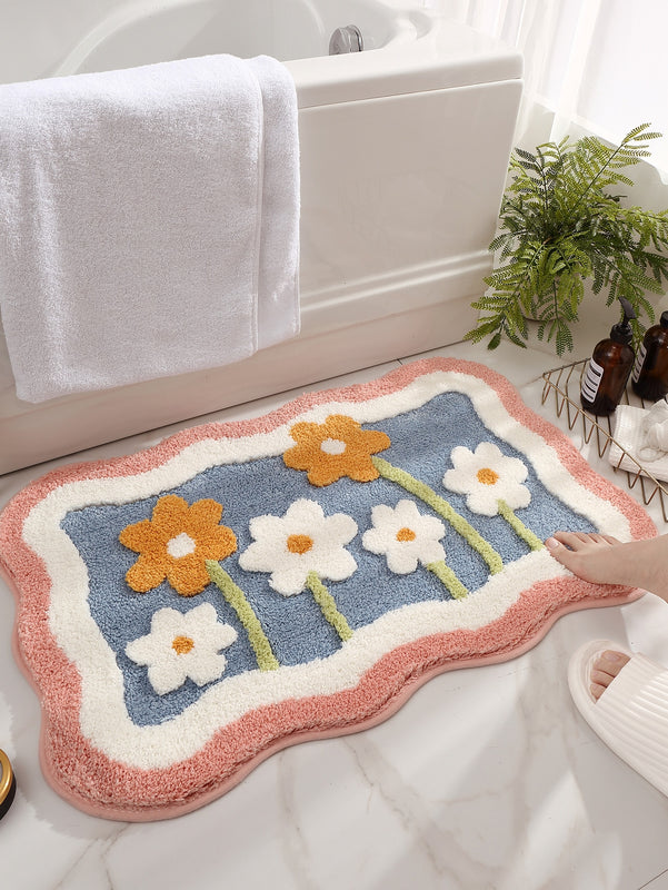 Floral Pattern Anti-slip Bath Rug