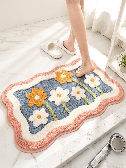 Floral Pattern Anti-slip Bath Rug