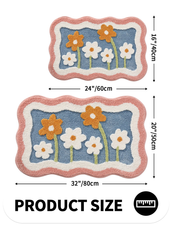 Floral Pattern Anti-slip Bath Rug