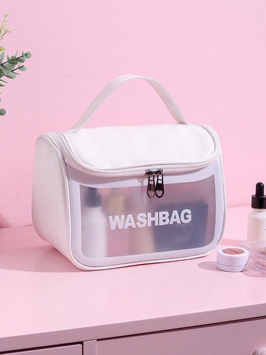 Letter Graphic Square Makeup Bag