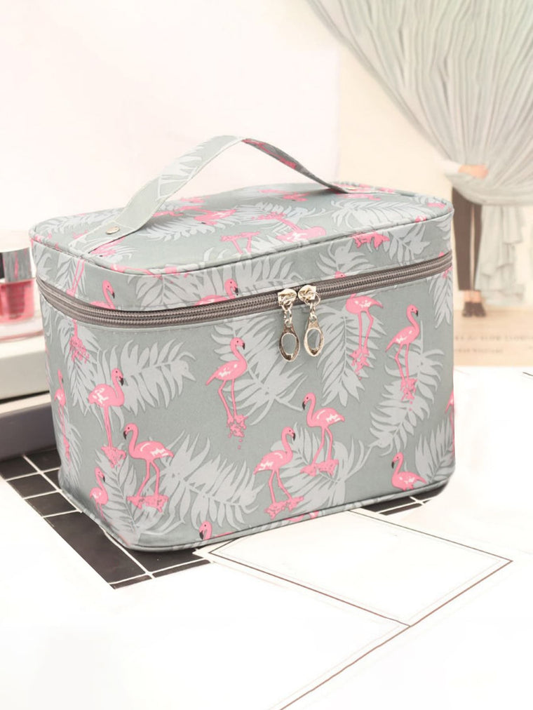 Cosmetics Travel Bag, Tropical Flamingo Pink Pattern Toiletry Bag