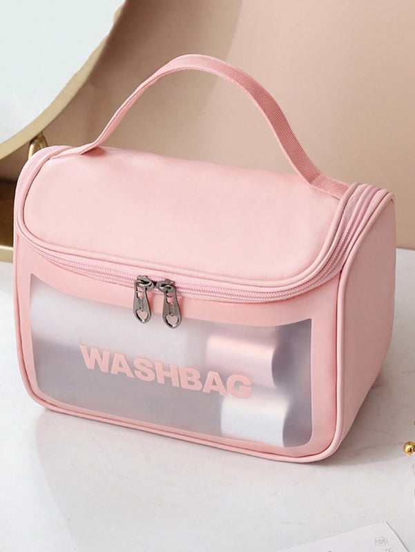 Letter Graphic Square Makeup Bag