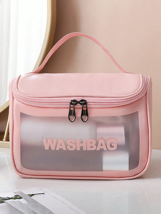 Letter Graphic Square Makeup Bag