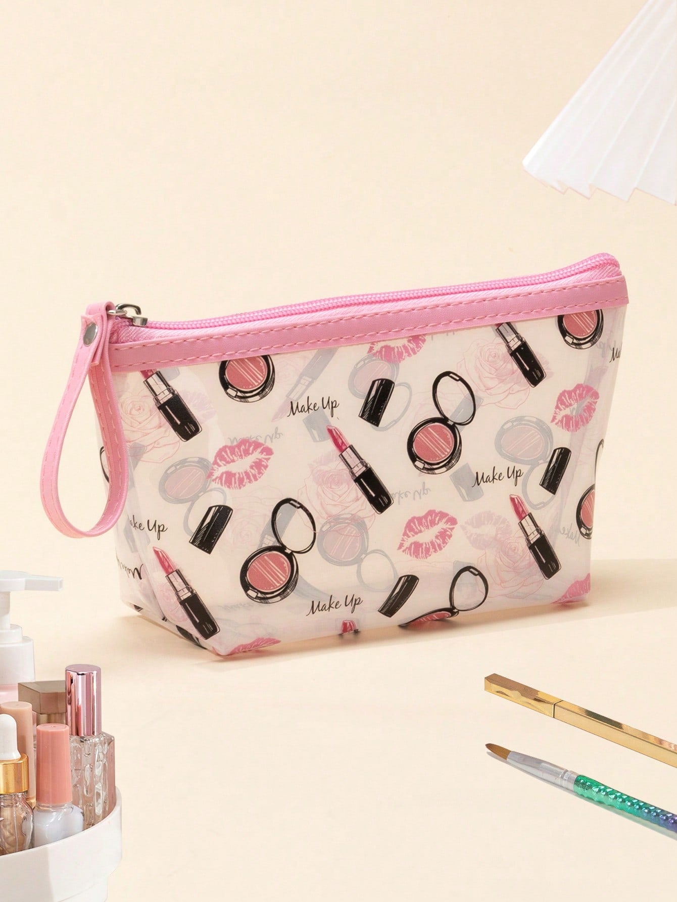 Transparent Lipstick Storage Bag, Waterproof Lip Print Cosmetic Pouch