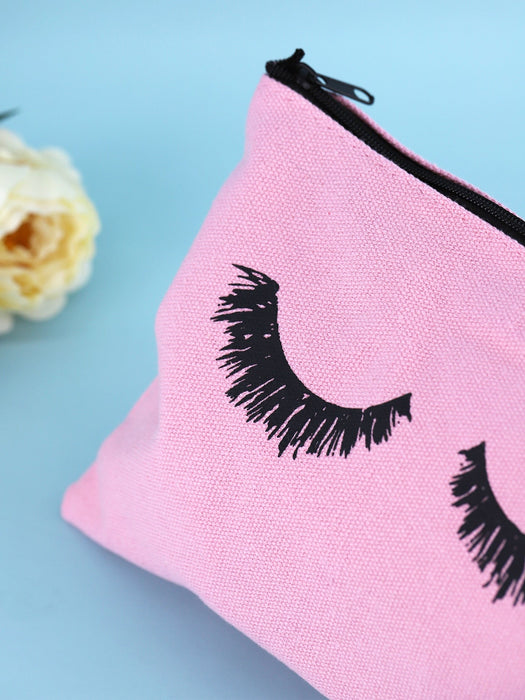 1pc Eyelash Pattern Makeup Bag - Pink and Caboodle