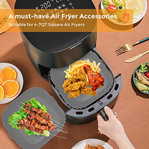 2 Pack Air Fryer Silicone Liners, 8 Inch Reusable Heat Resistant Square Food Grade Silicone Air fryer Pots Inserts Baskets Bowl Accessories for COSORI Instant Vortex 4 to 7 QT Air Fryer Oven Microwave - Pink and Caboodle