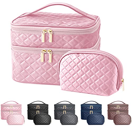 2 Pcs Cosmetics Toiletry Bag Set, Double Layer Portable Makeup Bag  (5 colors)