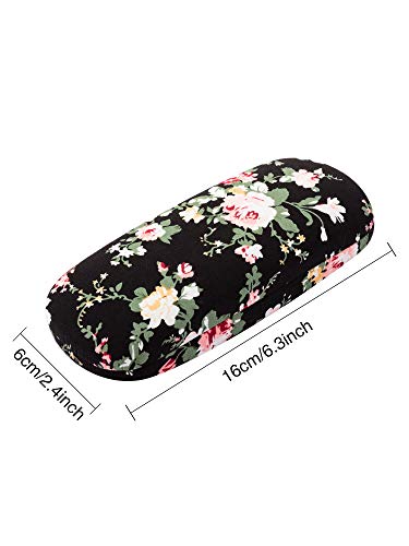 2 Pieces Hard Shell Eyeglass Case Flower Glasses Case for Women Floral Fabric Women Eyeglass Case Retro Hard Glass Case Portable Eyeglass Box for Women Girl Ladies Spectacles (Apricot, Black) - Pink and Caboodle