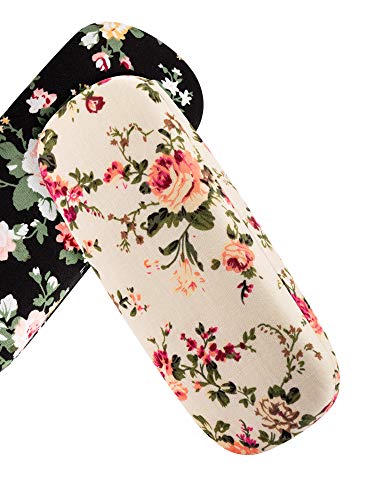 2 Pieces Hard Shell Eyeglass Case Flower Glasses Case for Women Floral Fabric Women Eyeglass Case Retro Hard Glass Case Portable Eyeglass Box for Women Girl Ladies Spectacles (Apricot, Black) - Pink and Caboodle