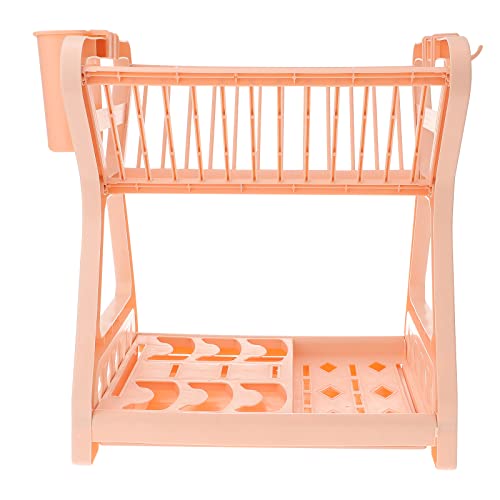 2-Tier Large Dish Stainless Steel Drying Rack w/Utility Hooks (3 colors) - Pink and Caboodle