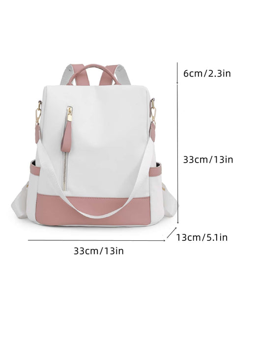 2-Tone Pink/White Large Capacity Waterproof Portable Backpack For School, College, Business Commute - Pink and Caboodle