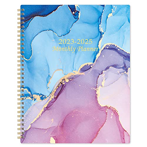 2023-2025 Monthly Planner/Calendar - 2 Year(24 Months) Planner with Tabs & Pocket, July 2023 - June 2025, Contacts and Passwords, 8.5" x 11", Thick Paper, Twin-Wire Binding - Pink Purple Marble - Pink and Caboodle