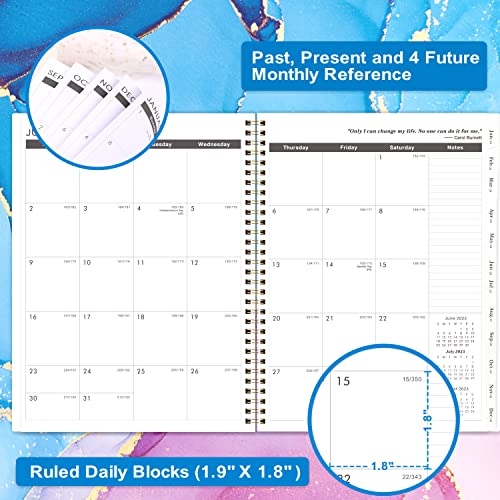 2023-2025 Monthly Planner/Calendar - 2 Year(24 Months) Planner with Tabs & Pocket, July 2023 - June 2025, Contacts and Passwords, 8.5" x 11", Thick Paper, Twin-Wire Binding - Pink Purple Marble - Pink and Caboodle