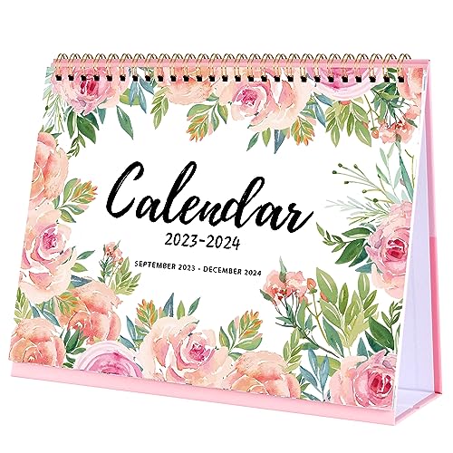 2024 Desk Calendar - Standing Flip Desktop Calendar 2024, September 2023 - December 2024, 16 Months Desktop Calendar, 9.8