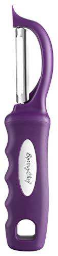 Spring Chef Premium Swivel Vegetable Peeler, Soft Grip Handle and Ultra Sharp Stainless Steel Blades - Perfect Kitchen Peeler For Veggie, Fruit, Potato, Carrot, Apple - Purple